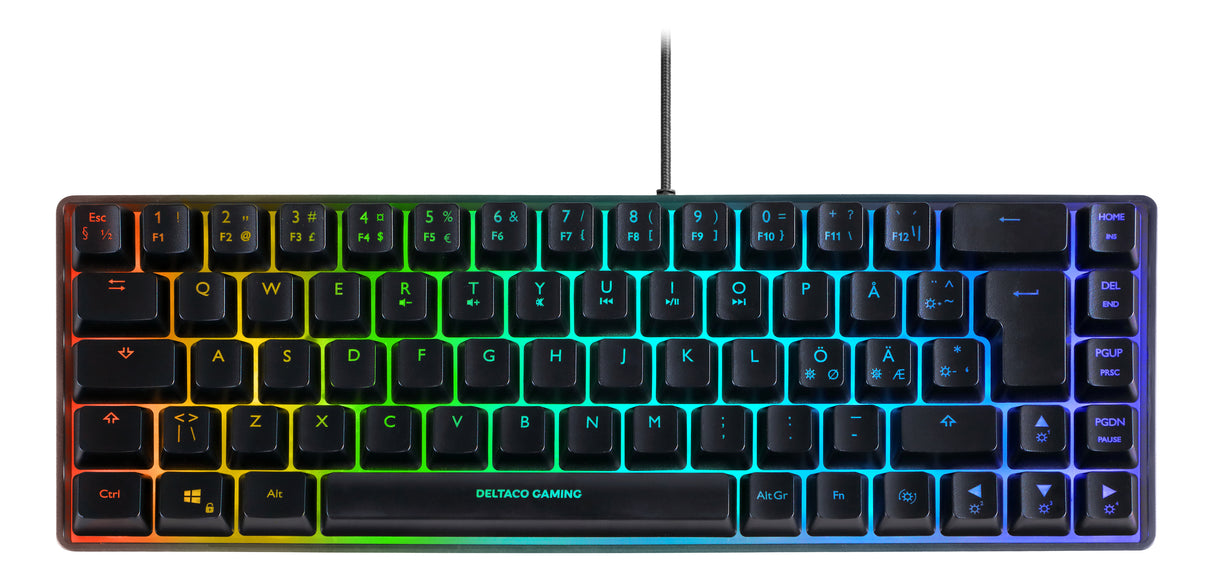 Deltaco Gaming DK240 60% keyboard, semi transparent case bla