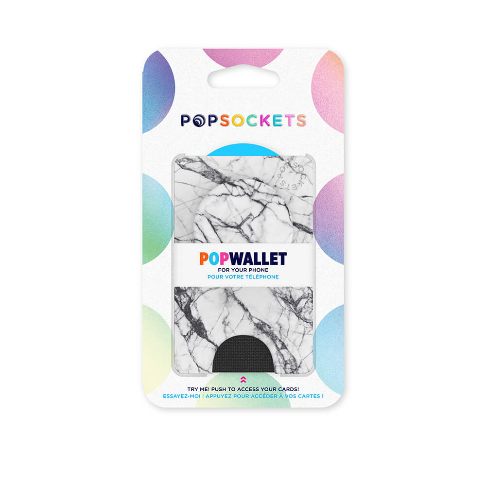 POPSOCKETS Wallet Dove White Marble Aftagelig Mobil Wallet PopWallet+