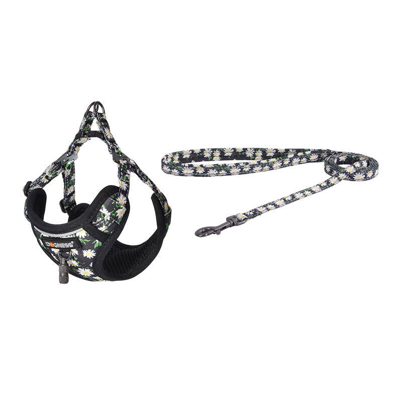 Dogs walking set leash 1,5m+harness til hunde (multifarvet)