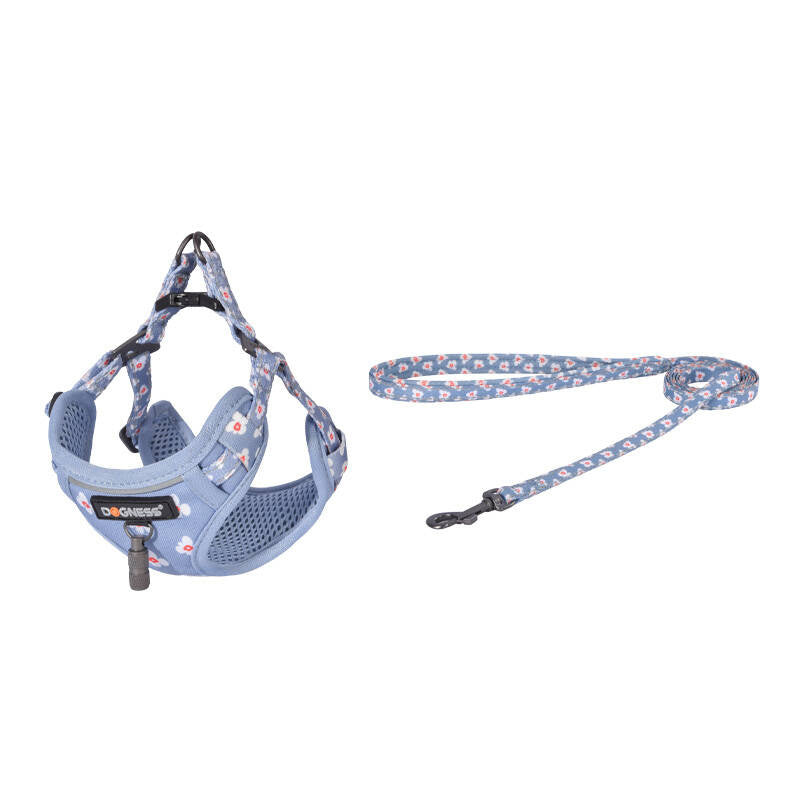 Dogs walking set leash 1,5 m + hundesko (lysblå)