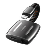 Lightning til Lightning + AUX 3,5 mm mini jack adapter, Mcdodo CA-6340 (sort)