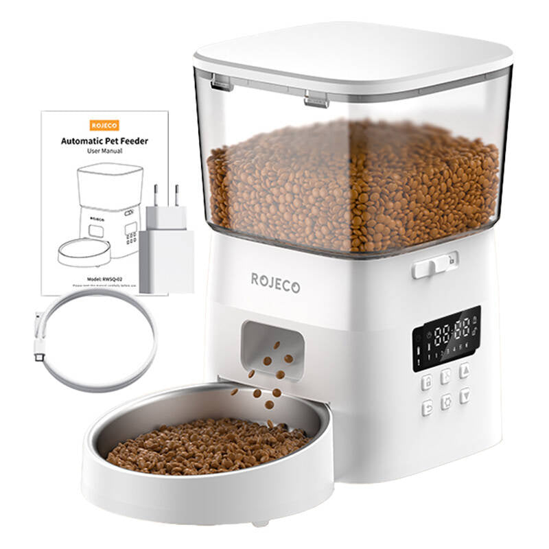 Rojeco 2L Automatisk Pet Feeder Knappversion (hvid)