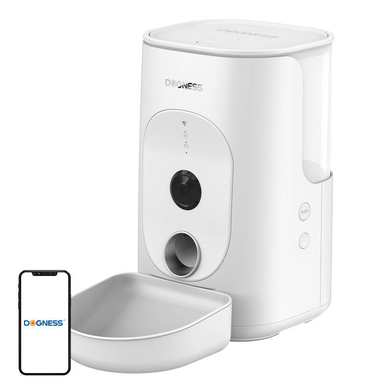 Dogness F15 WiFi 4L smart fødevarespenser med kamera med plastikskål (hvid)