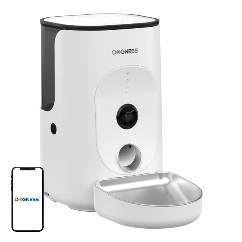 Dogness F15 WiFi 4L smart fødevarespenser med kamera med skål af rustfrit stål (hvid)