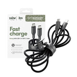 PanzerGlass empower by ® Racing 240W USB-C to USB-C Kabel | USB 2.0 | 2M | Space Black
