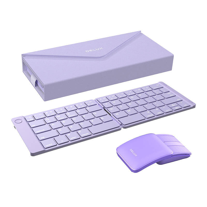Set Trådløst sammenklappeligt Delux KF10-tastatur og MF10PRO-mus