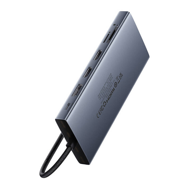 13 Hubin1 Baseus PortalJoy USB-C til HDMI+DP+VGA+C+USB+PD+RJ45+SD/TF+3.5mm (grå)