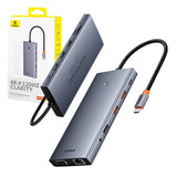 13 Hubin1 Baseus PortalJoy USB-C til HDMI+DP+VGA+C+USB+PD+RJ45+SD/TF+3.5mm (grå)