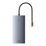 13 Hubin1 Baseus PortalJoy USB-C til HDMI+DP+VGA+C+USB+PD+RJ45+SD/TF+3.5mm (grå)