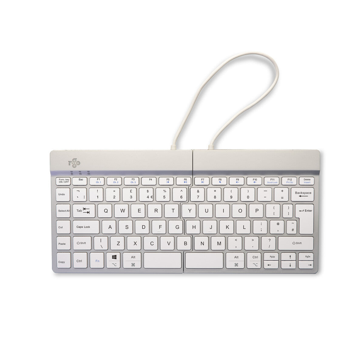 R-Go Tools Ergonomisch toetsenbord R-Go Split Break met pauzesoftware, gesplitst toetsenbord, QWERTY (UK), Bluetooth, wit