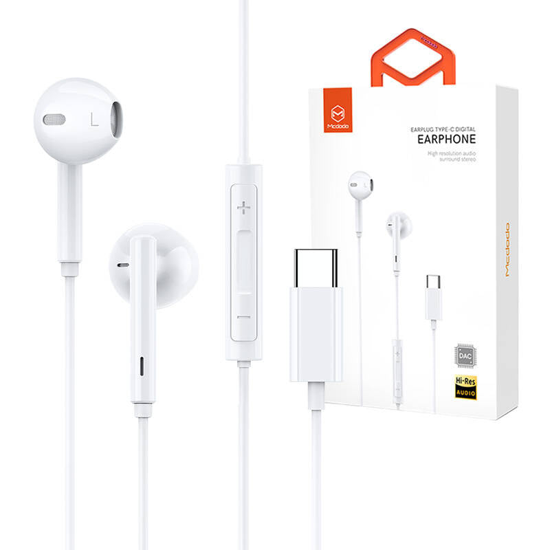 Mcdodo HP-7500 trådbundne hovedtelefoner, USB-C (hvid)