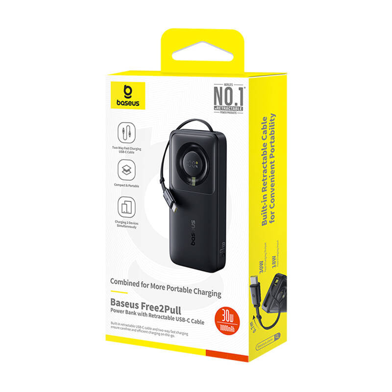 Powerbank Baseus OS Free2Pull 10000mAh 30W + kabel (sort)
