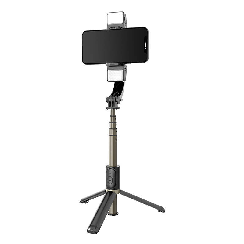 Gimbal/stativ med lys APEXEL Q08d (sort)