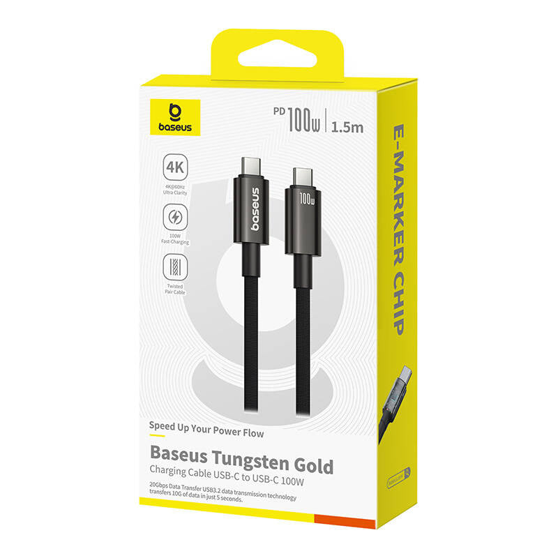 Baseus Kabel USB Tungsten Gold USB-C til USB-C 100W 1,5m (sort)