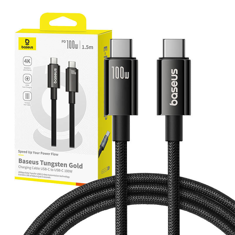 Baseus Kabel USB Tungsten Gold USB-C til USB-C 100W 1,5m (sort)