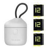 Telesin Allin kasse tredobbelt oplader + 3 batterier til GoPro Hero 12 / 11 / 10 / 9 (gul)