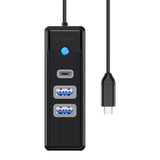 Orico Hub USB-C til 2x USB 3.0 + USB-C, 5 Gbps, 0.15m (Sort)