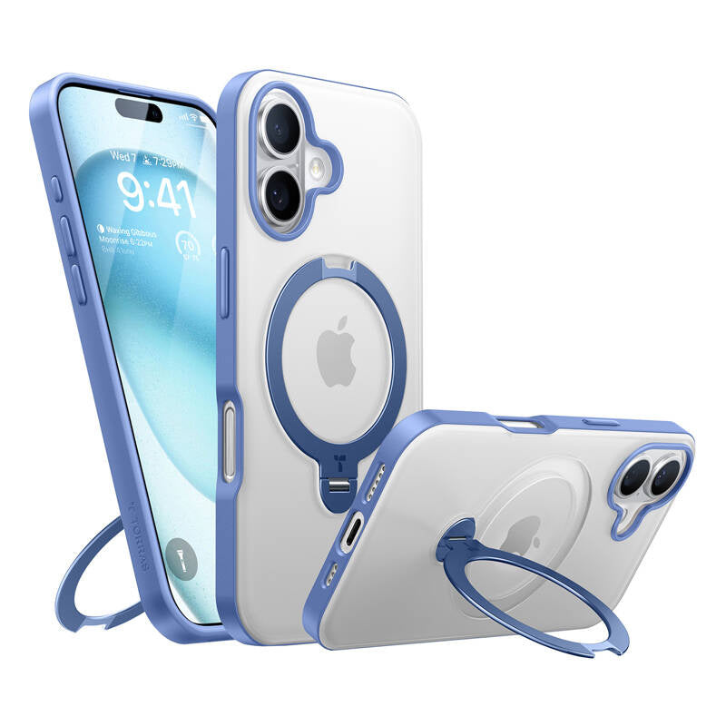 Torras Ostand Spin Case til iPhone 16 (blå)