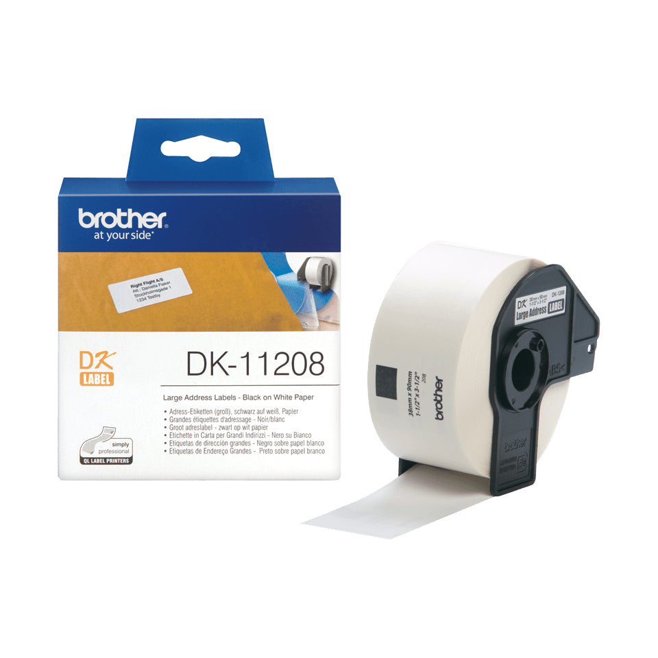 Brother DK-11208 etiketbånd Sort på hvid
