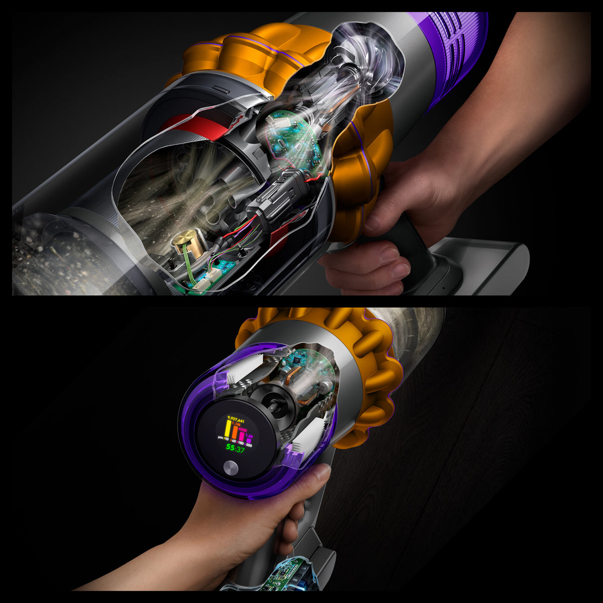 Dyson V15 Detect Absolute 2-i-1 stangstøvsuger Batteri Dry HEPA Poseløs 0,77 L Rustfrit stål