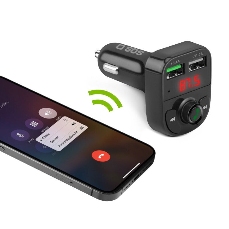 SBS TECARFM2USB oplader til mobil enhed Mobiltelefon Sort Cigartænder Trådløs opladning Hurtig opladning Automatisk