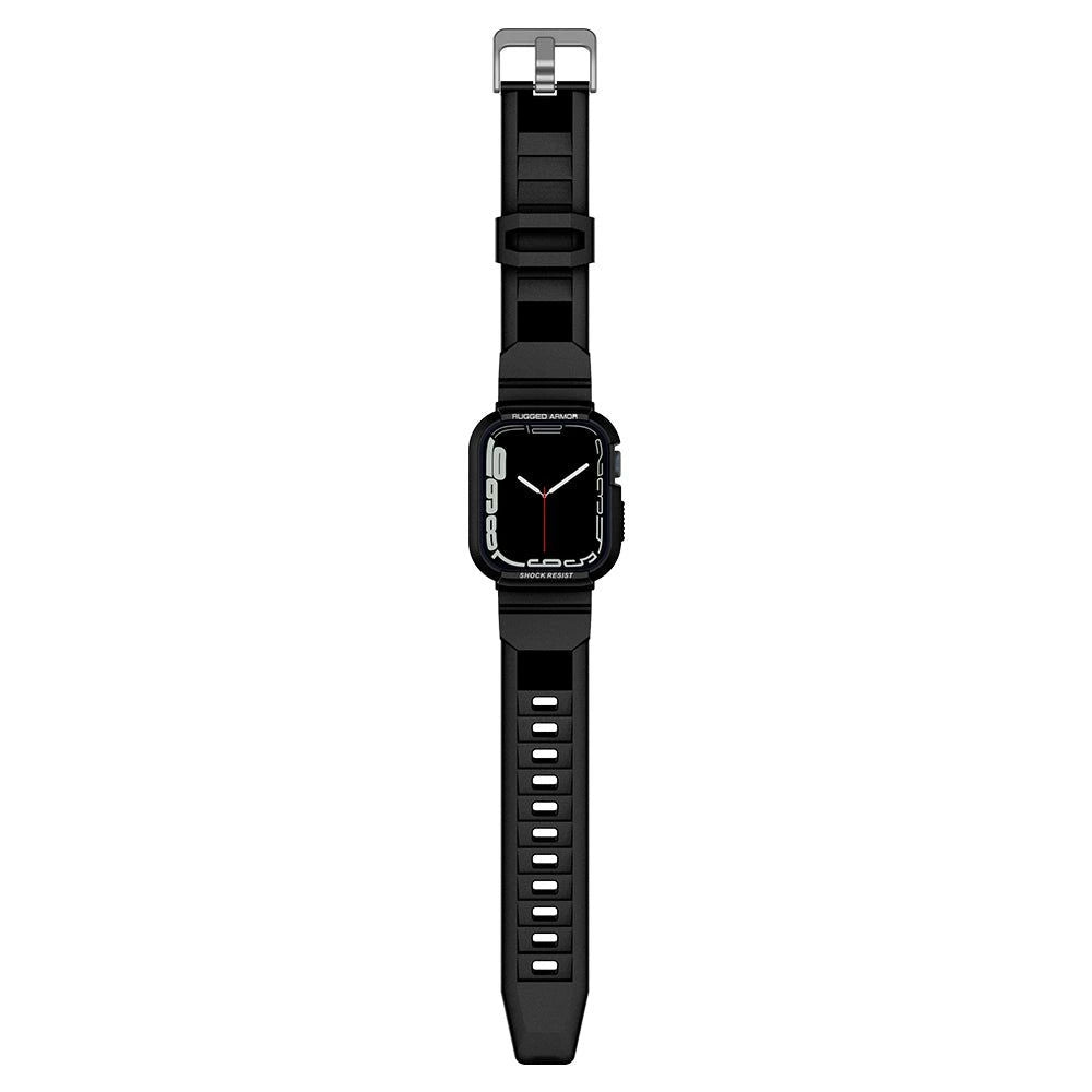 Spigen Rugged Armor Pro Case med rem til Apple Watch 4 / 5 / 6 / 7 / 8 / SE (44/45 mm) - sort