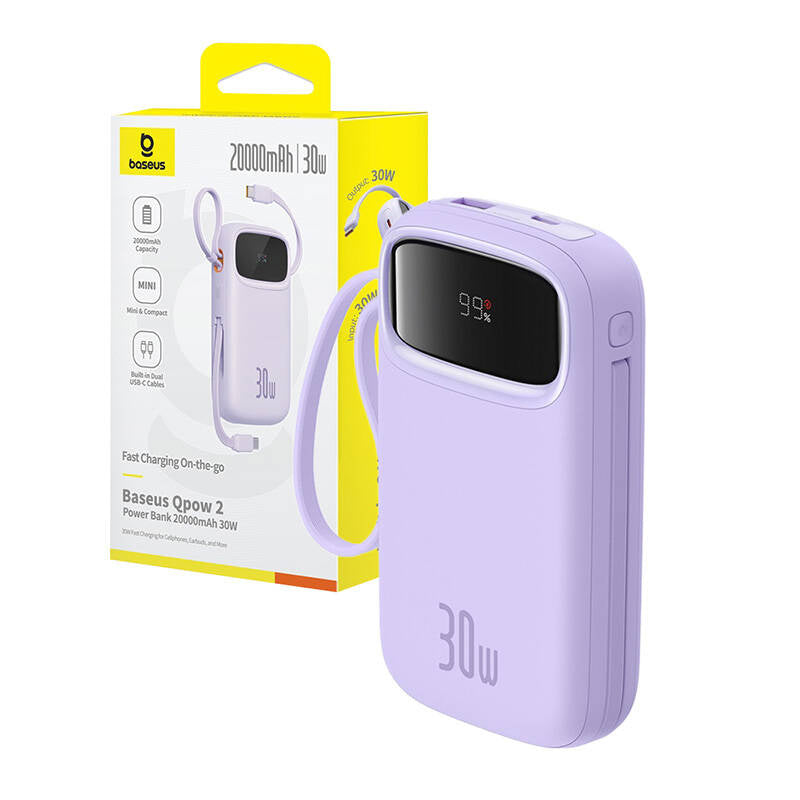 Baseus QPow 2 20000mAh 30W 2xUSB-C powerbank (lila)