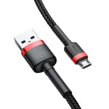 Baseus Cafule Cable CAMKLF-B91 USB-A / micro USB 2.4A 1 m - sort og rød