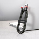 Baseus Cafule Cable CAMKLF-B91 USB-A / micro USB 2.4A 1 m - sort og rød