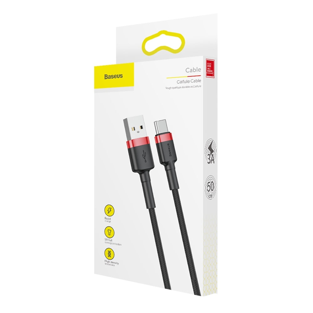 Baseus Cafule USB-A / USB-C QC 3.0 3A Cable 0.5 m - Black and Red