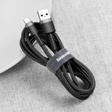 Baseus Cafule USB-A / USB-C QC 3.0 3A Cable 0.5 m - Black and Gray