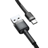 Baseus Cafule USB-A / USB-C QC 3.0 3A Cable 0.5 m - Black and Gray