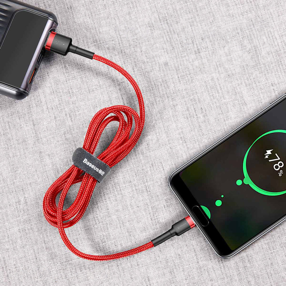 Baseus Cafule USB-A / USB-C QC 3.0 3A Kabel 1 m - Rød