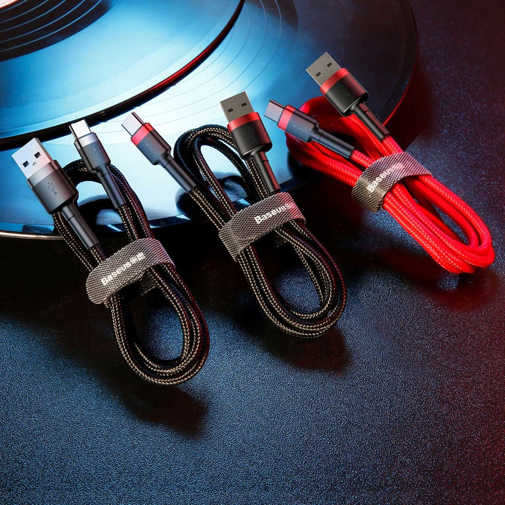 Baseus Cafule USB-A / USB-C QC 3.0 3A Cable 1 m - Black and Gray
