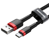 Baseus Cafule USB-A / USB-C QC 3.0 3A Cable 1 m - Black and Red