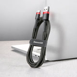 Baseus Cafule Cable Durable Nylon Cable USB / USB-C QC3.0 2A 2M Black and Red (CATKLF-C91)