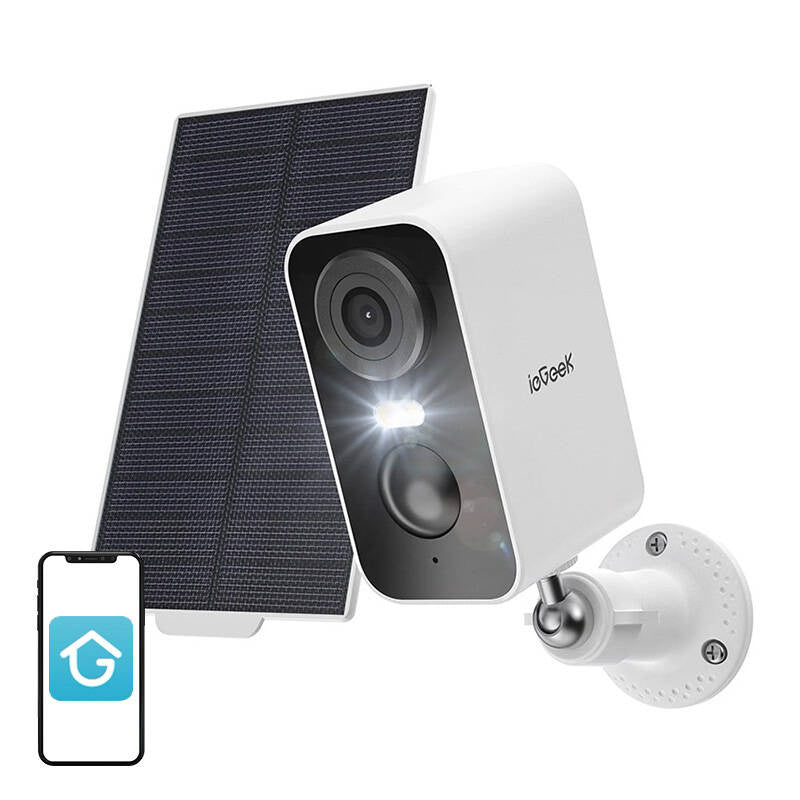 Trådløs 3MP WiFi udendørs kamera ieGeek ZS-GX3S hvid med solpanel