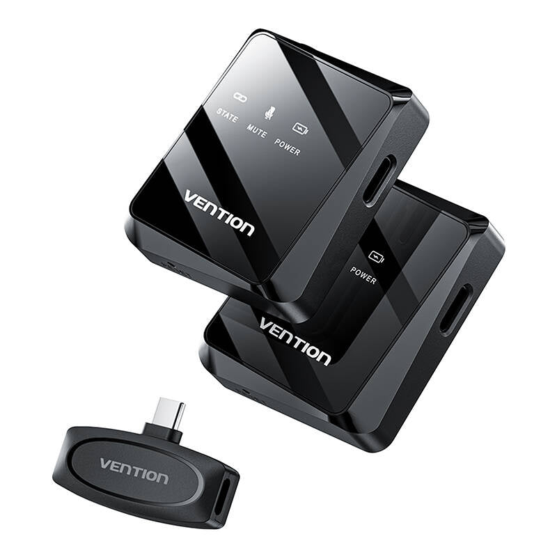 Trådløs mikrofon x2 Vention NCBB0 USB-C (sort)