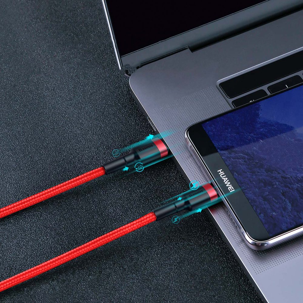 Baseus CATKLF-G09 USB-C - USB-C PD QC kabel 60W 3A 480Mb/s 1m - rød