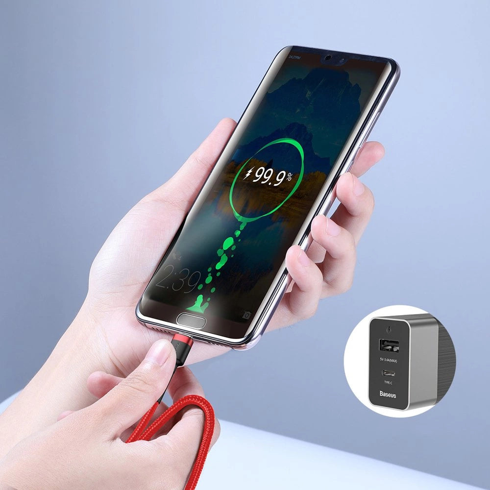 Baseus CATKLF-HG1 USB-C - USB-C PD QC kabel 60W 3A 480Mb/s 2m - sort og grå