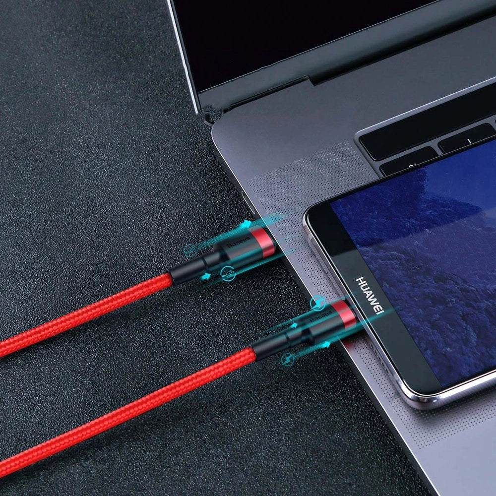 Baseus CATKLF-HG1 USB-C - USB-C PD QC kabel 60W 3A 480Mb/s 2m - sort og grå