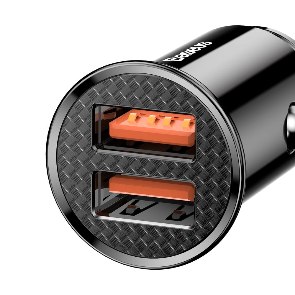Baseus Circular smart biloplader 2x USB QC3.0 Hurtig opladning 3.0 SCP AFC 30W sort (CCALL-YD01)