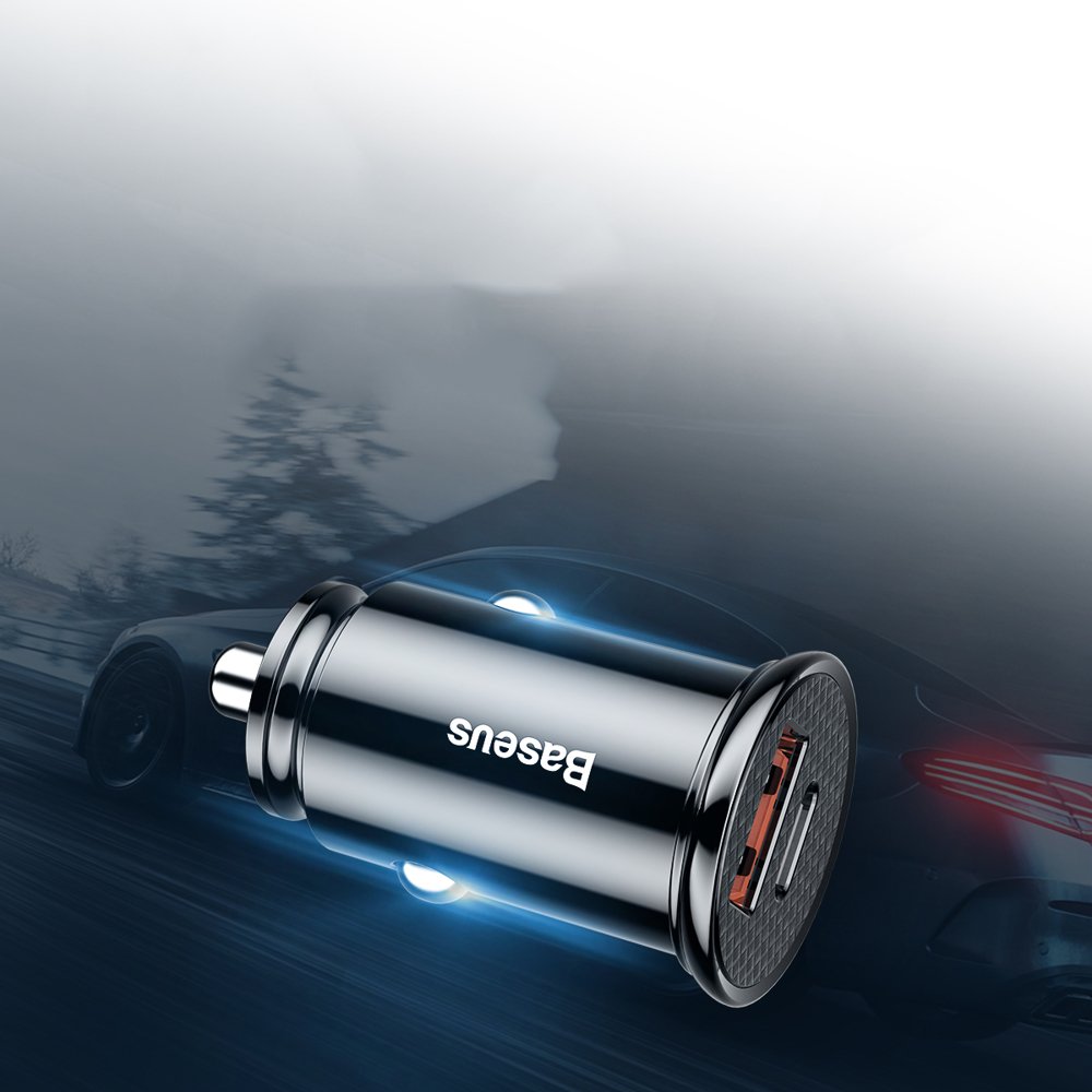 Baseus Circular PPS smart biloplader med USB Quick Charge 4.0 QC 4.0 og USB-C PD 3.0 SCP-porte sort (CCALL-YS01)
