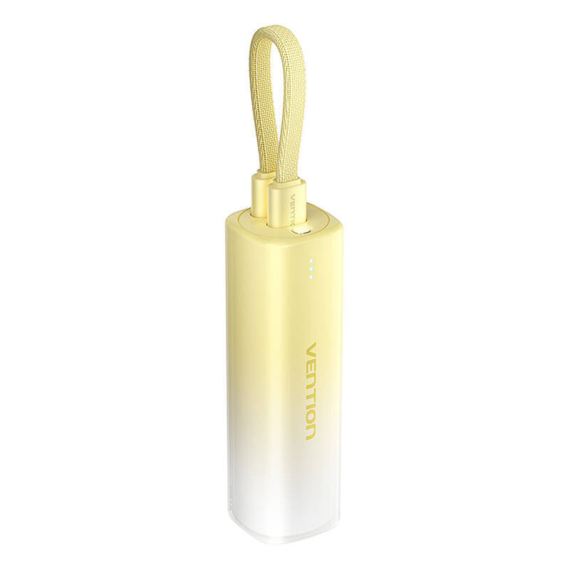 Powerbank 5000mAh Vention FHWY0 20W + USB-C til lynkabel (gul).