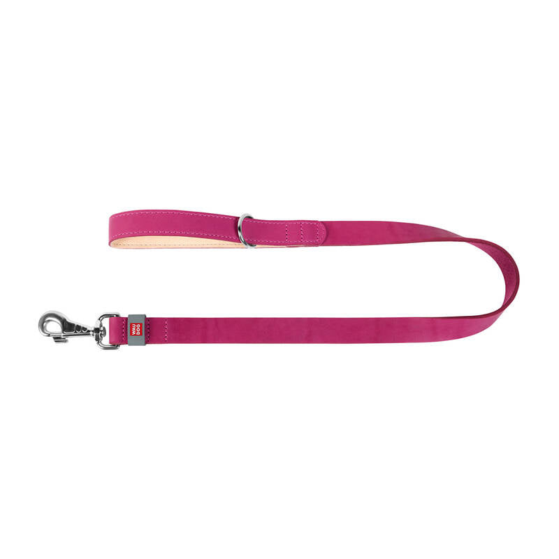 WAUDOG hundeslæde af naturligt læder, 25 mm bred, 122 cm lang, lyserød