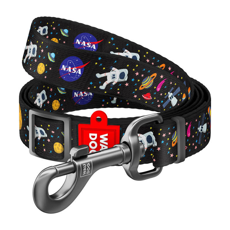Waudog nylon hundeleje, mønster "NASA21", bredde 20 mm, længde 122 cm.