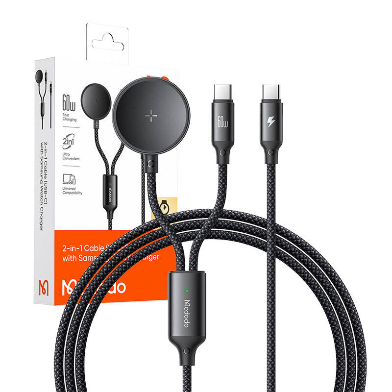 Mcdodo CA-4210 2-i-1 USB-C kabel + Samsung Watch oplader, 60W, 1,2m