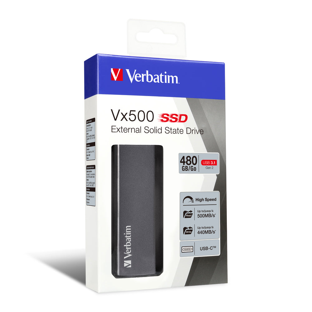 Verbatim Vx500 480 GB USB Type-C 3.2 Gen 2 (3.1 Gen 2) Sølv