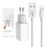 Dual USB-oplader Mcdodo CH-6720 (EU) Lightning 1m Rejsesæt (hvid)