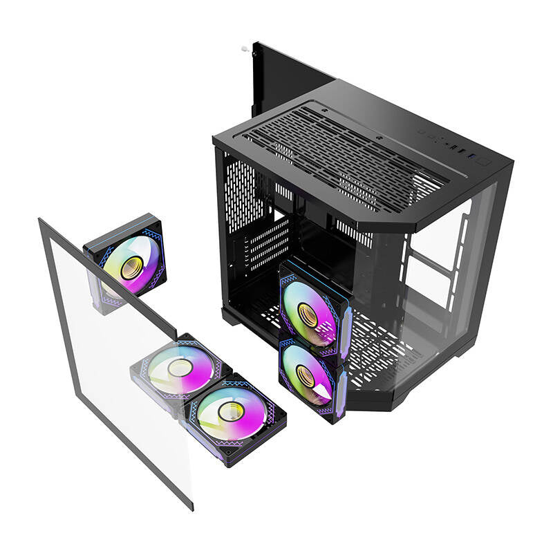 Darflash FT350 computerkasse + 5 aRGB-ventilatorer (sort)